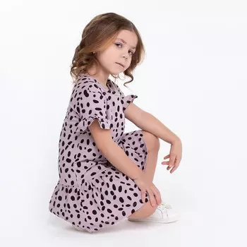 Платье для девочки, цвет тёмно-лиловый/горох, рост 98-104 см