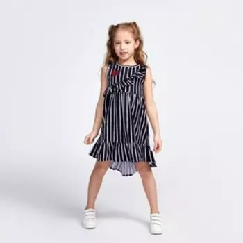 Платье для девочки, цвет тёмно-синий/белый, рост 104 см