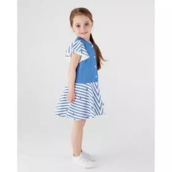 Платье для девочки «Елена», цвет голубой/белый, рост 122 см