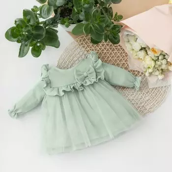 Платье для девочки KinDerLitto «Прованс», рост 68-74 см, цвет полынь