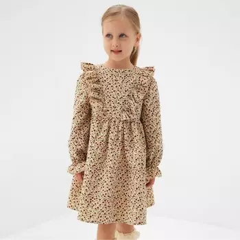 Платье для девочки MINAKU: Cotton collection цвет бежевый, р-р 98
