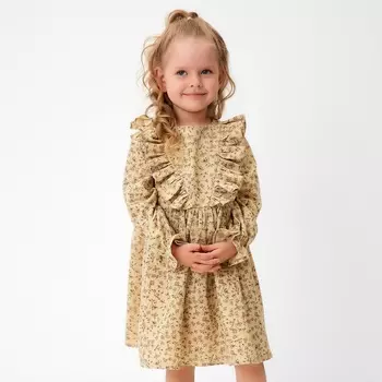 Платье для девочки MINAKU: Cotton collection, бежевое, рост 110 см