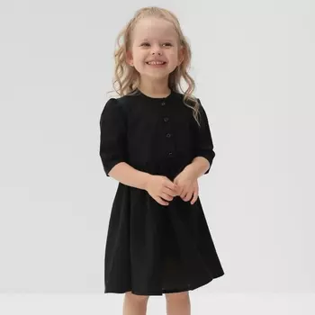 Платье для девочки MINAKU: Cotton collection, чёрное, рост 128 см