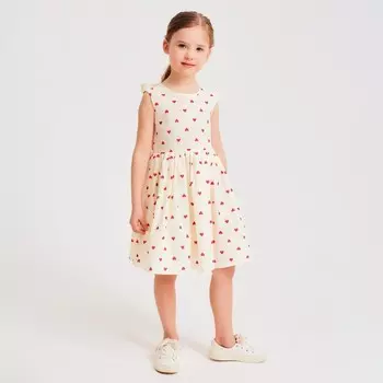 Платье для девочки MINAKU: Cotton Collection цвет бежевый, рост 104