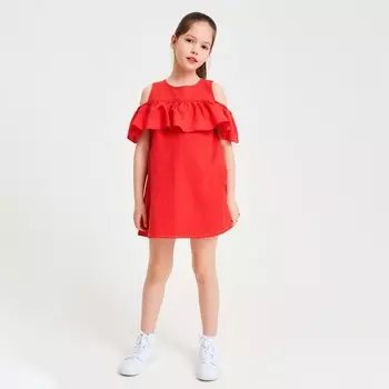 Платье для девочки MINAKU: Cotton Collection, цвет терракот, рост 140 см