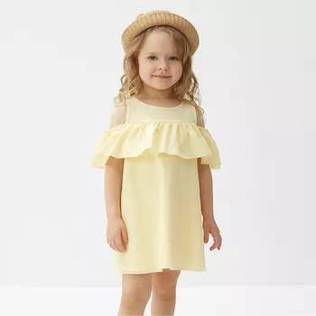 Платье для девочки MINAKU: Cotton Collection жёлтое, рост 140 см