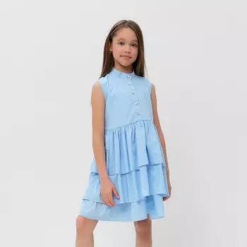 Платье для девочки MINAKU: Cotton collection, голубое, рост 116 см