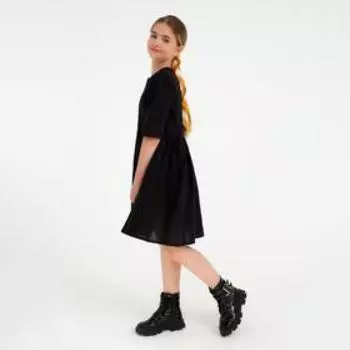 Платье для девочки MINAKU: Cotton collection, цвет чёрный, рост 110 см