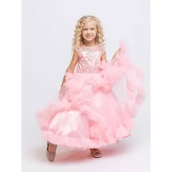 Платье для девочки, рост 98 см, цвет персиковый
