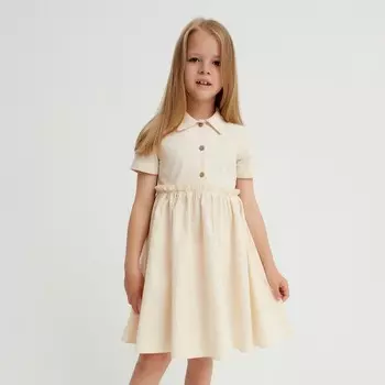Платье для девочки с воротником KAFTAN, размер 30 (98-104 см), цвет молочный