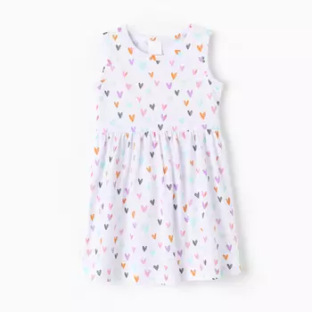 Платье для девочки "Сердечки", цвет белый, рост 110-116 см