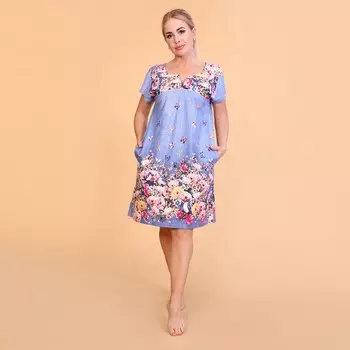 Платье домашнее, голубой, р-р 58