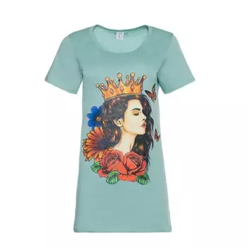 Платье домашнее женское, цвет мята, принт микс, размер 56