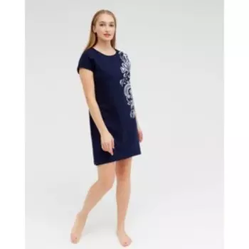 Платье домашнее женское, цвет тёмно-синий, размер 58