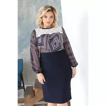 Платье-футляр, размер 54, цвет синий