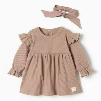 Платье и повязка Крошка, Я BASIC LINE, рост 68-74 см, коричневый
