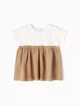 Платье Крошка Я Муслин, рост 86-92, бежевое