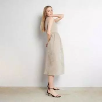 Платье летнее женское MINAKU: Cotton collection, цвет бежевый, размер 44