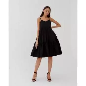 Платье летнее женское на бретелях MIST, размер 46, цвет чёрный