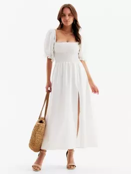 Платье миди женское MIST Flower, белое, размер 44