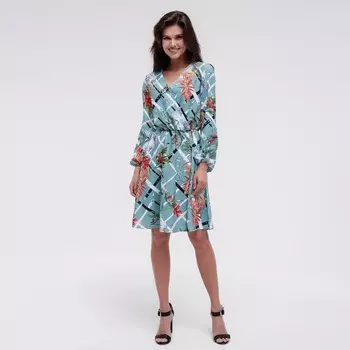 Платье миди женское MIST на запахе, размер 44-46, бирюза