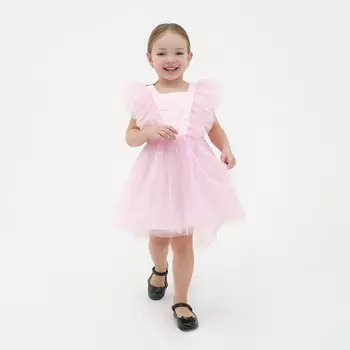 Платье нарядное детское KAFTAN, размер 28 (86-92 см), розовое