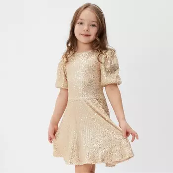 Платье нарядное для девочки KAFTAN размер 32 (110-116 см), золотой