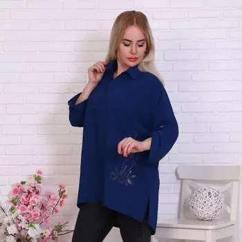 Платье рубашка, цвет синий, размер 60