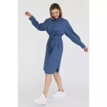 Платье рубашка женское LookLikeCat, размер 42, цвет синий