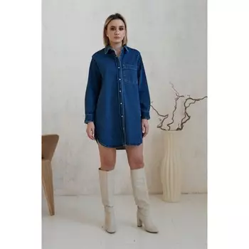 Платье-рубашка женская, размер 50, цвет синий