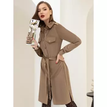 Платье рубашка женское Charutti «Безупречно», с поясом, размер 54, цвет бежевый