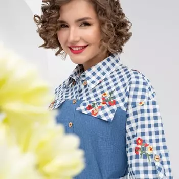 Платье рубашка женское Charutti «Серьёзный аргумент. Деним», размер 54, цвет синий