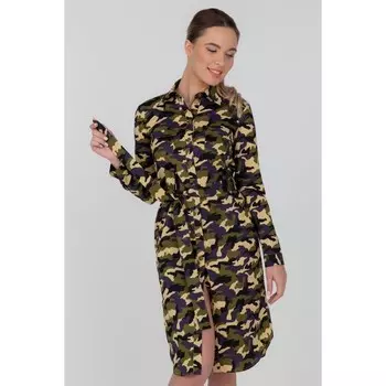 Платье рубашка женское LookLikeCat, размер 42, цвет зелёный
