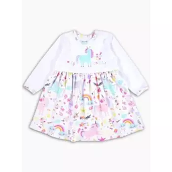 Платье с длинным рукавом «Единорожка», рост 80 см