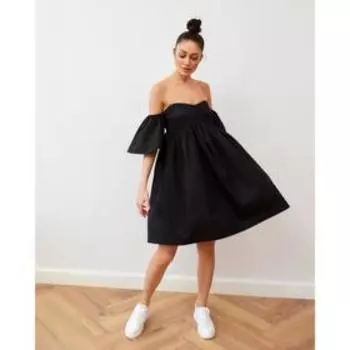 Платье с открытыми плечами MIST, размер 44, цвет чёрный