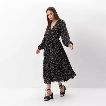 Платье с поясом миди женское MIST, размер 50, чёрное