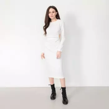 Платье с разрезом миди женское MIST, размер 46, белое