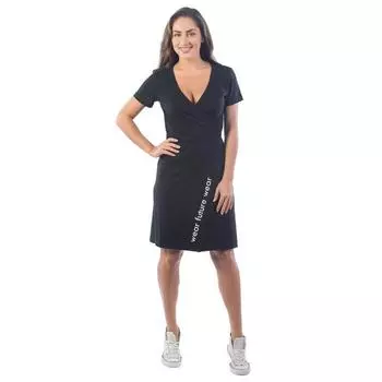 Платье с запахом, размер 44, цвет чёрный