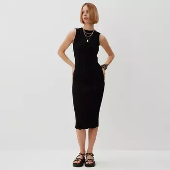 Платье вязаное миди женское MINAKU: Knitwear collection, чёрное, размер 48