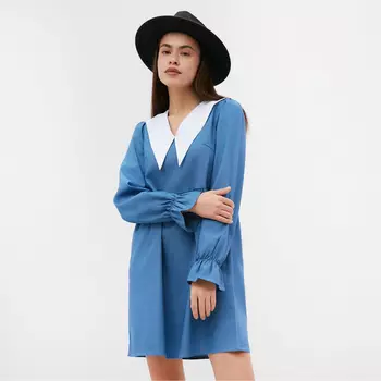 Платье женское джинсовое с воротником MIST, р.44, голубой