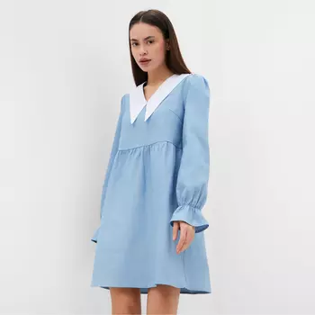 Платье женское джинсовое с воротником MIST, р.48, светло-голубой