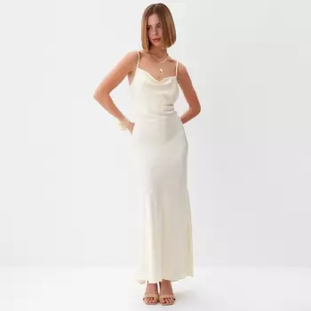 Платье женское миди MINAKU: Casual Collection цвет бежевый, размер 42