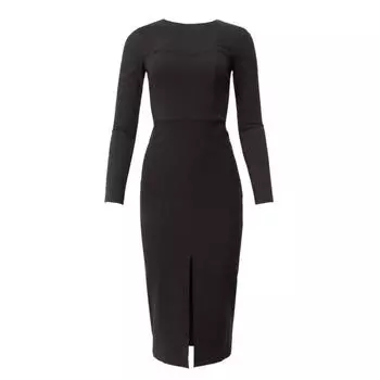 Платье с разрезом миди женское MIST, размер 50, чёрное