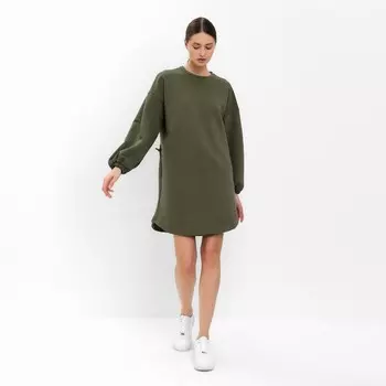 Платье с кулиской мини женское MINAKU: Casual Collection, хаки, размер 48