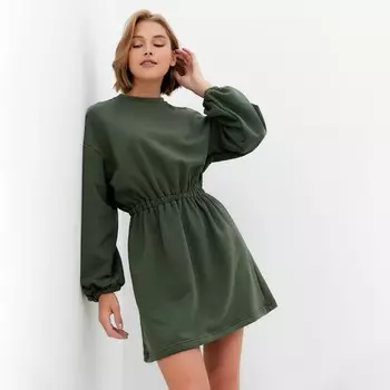 Платье с кулиской женское MINAKU: Casual Collection, хаки, размер 42