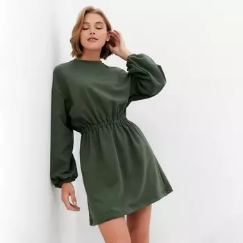 Платье с кулиской женское MINAKU: Casual Collection, хаки, размер 44