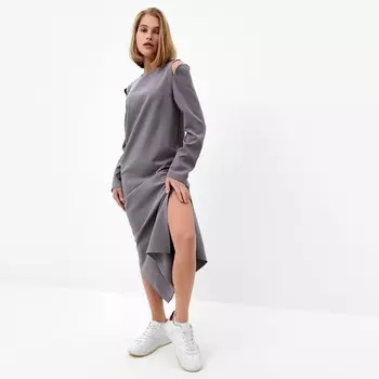 Платье с разрезами макси женское MINAKU: Casual collection, графит, размер 46