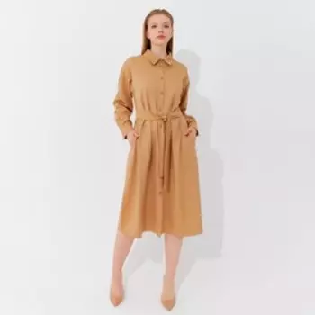 Платье миди женское MINAKU: Casual collection, бежевое, размер 44