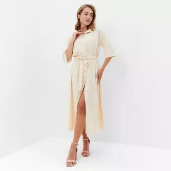 Платье миди женское MINAKU: Enjoy, бежевое, размер 42