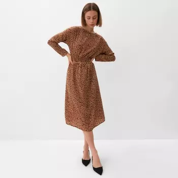 Платье миди женское MINAKU: Silk pleasure, шоколадное, размер 42